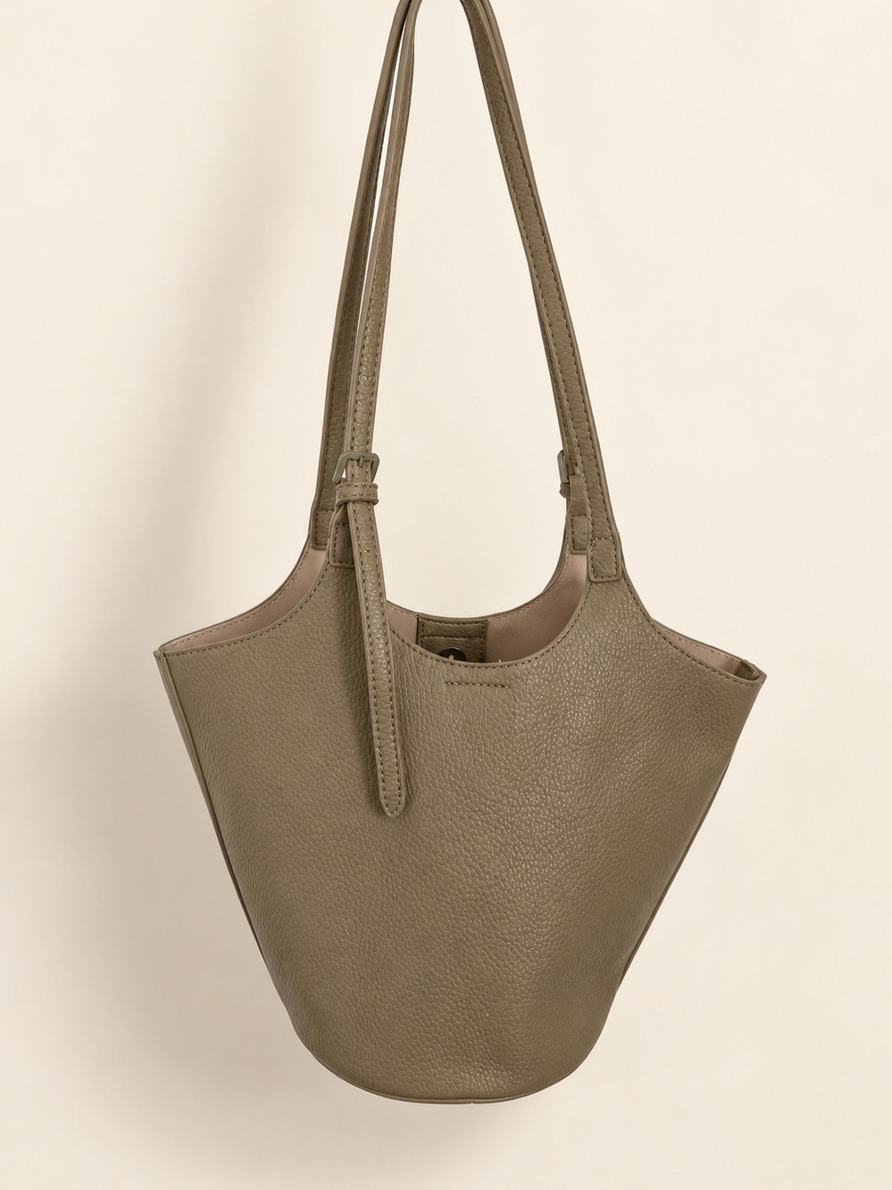 Taupe Pebbled Tote Bag with Removable Wristlet Pouch